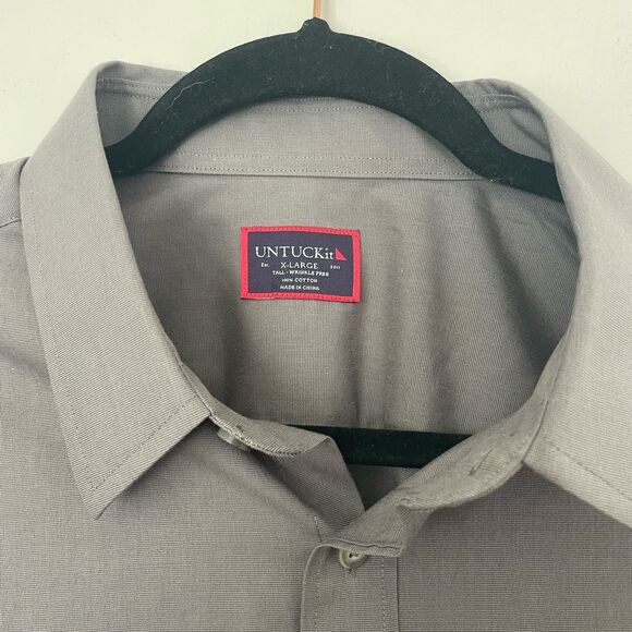 Untuckit Men's Button-Up Long Sleeve Dress Shirt Gray 100% Cotton Size XL - Picture 8 of 8